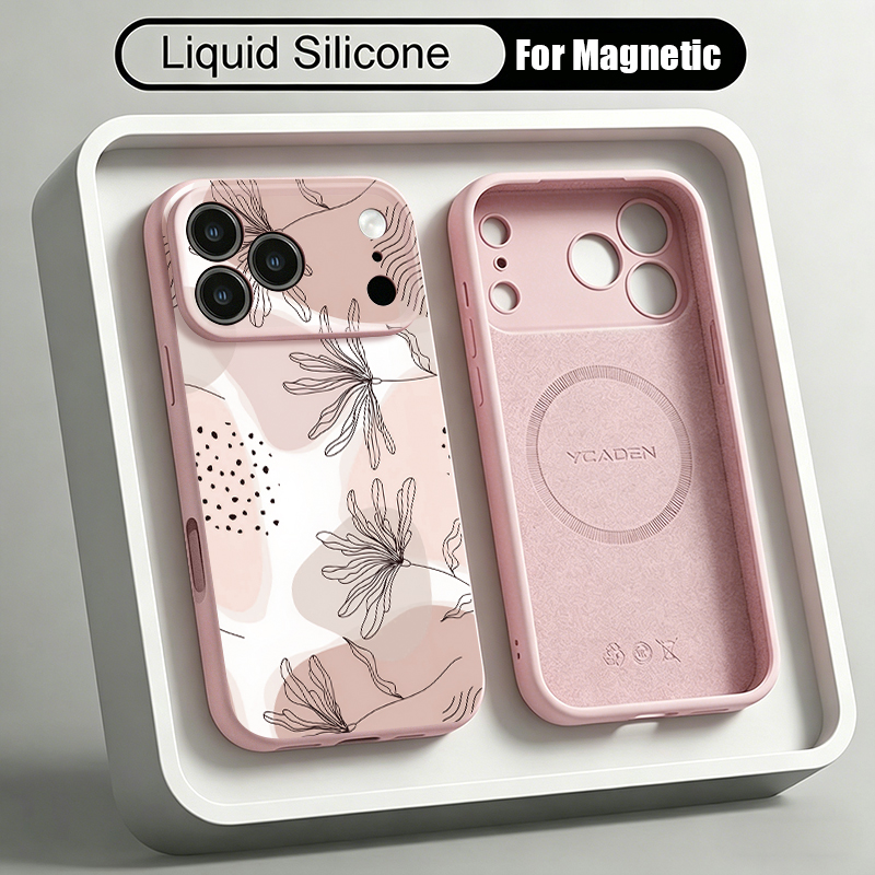 Liquid Silicone Magnetic Phone Case - Simpele patroon vloeibare siliconen magnetische telefoonhoes