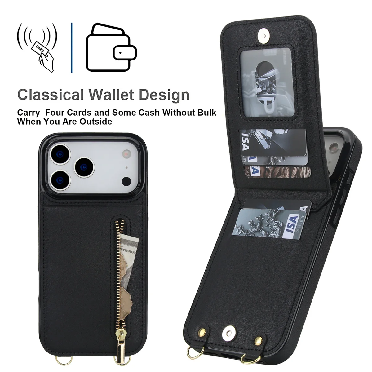 Crossbody portemonnee met rits - Leather Wallet Card Holder Phone Cover recensie en prijs
